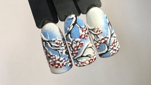 Новогодняя акварель на ногтях