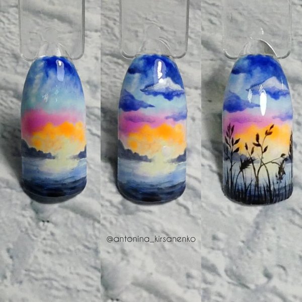 Пейзаж на ногтях