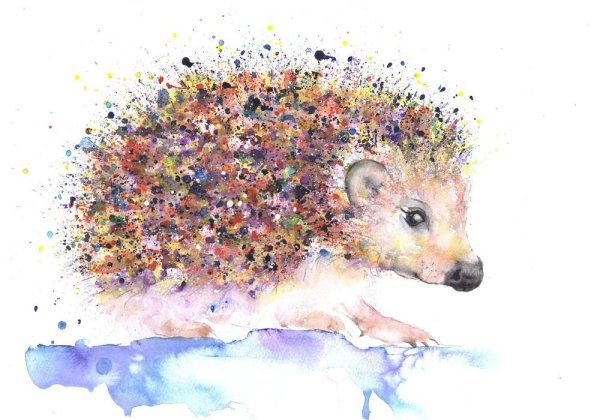 Еж акварелью