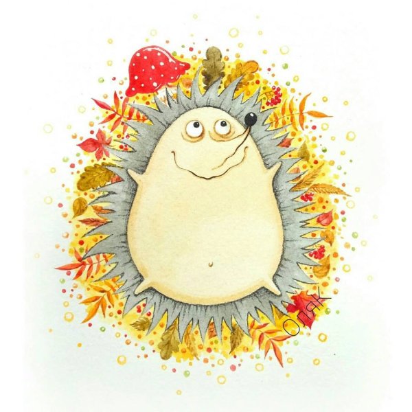 Иллюстрация Акварельная Ежик