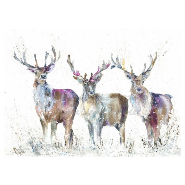 Северный олень акварель