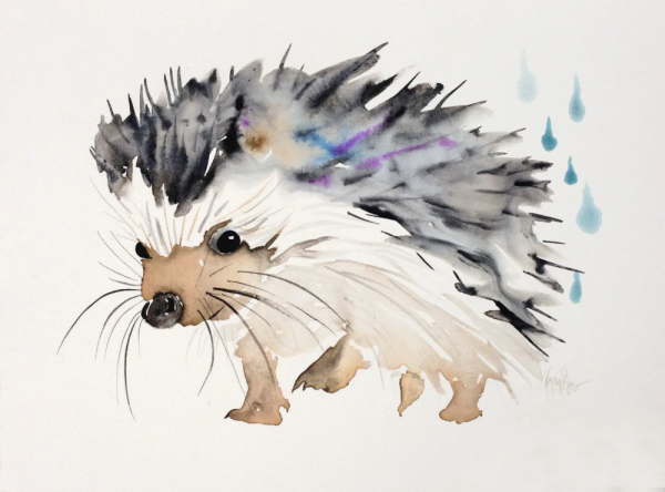 Животные акварелью
