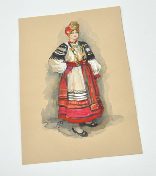 Мошкова Инна русский народный костюм акварель