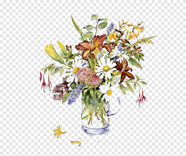 Композиция из полевых цветов рисунок