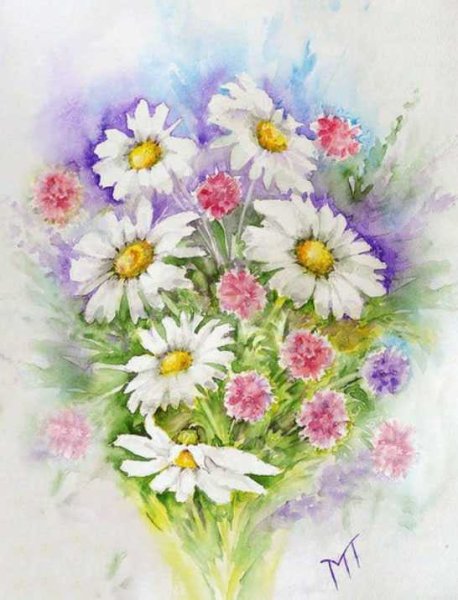 Полевые цветы цветными карандашами