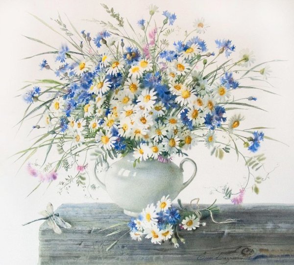 Полевые цветы в акварели Уэнди Тейт