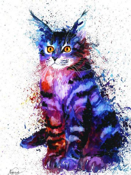 Нарисовать кошку акварелью