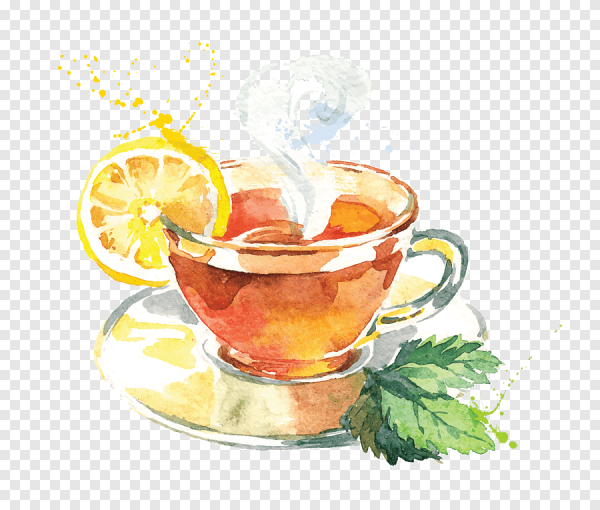 Кружка чая акварелью