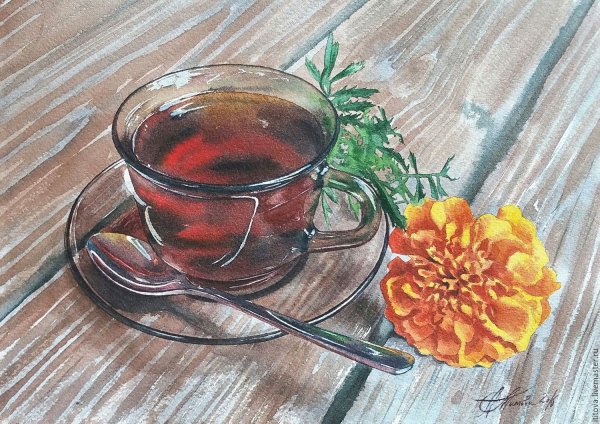 Чай акварель