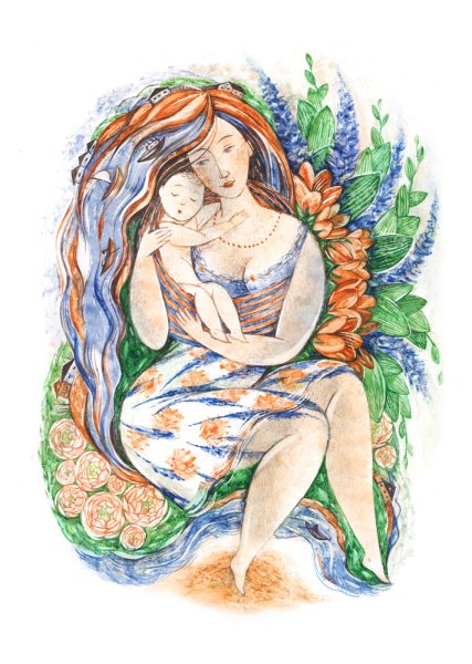 Мама акварель