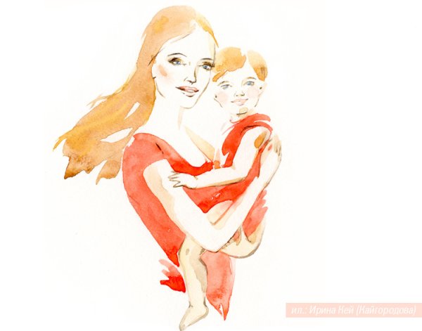 Акварельные иллюстрации мама и малыш
