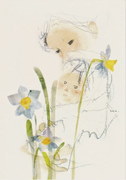 Акварельные иллюстрации мама и малыш