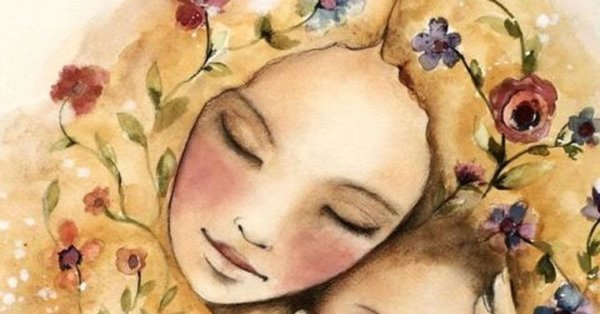 Мать и ребенок акварель