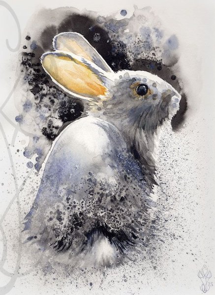 Кролик гуашью