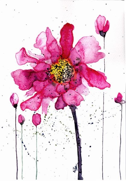 Стилизованные цветы акварелью