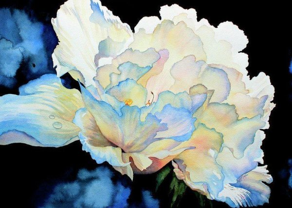 Крупные цветы акварелью