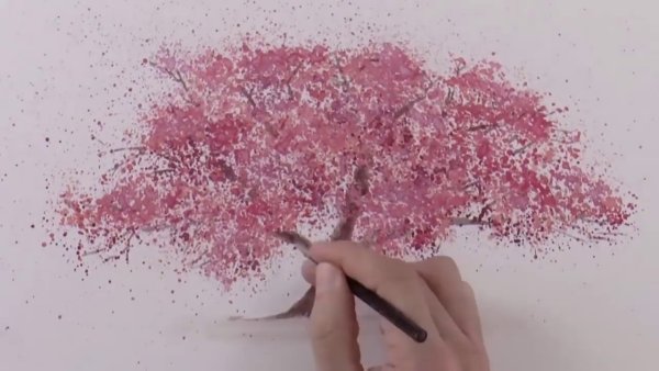 Сакура ватными палочками