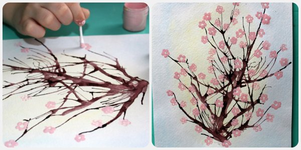 Веточка Сакуры кляксография