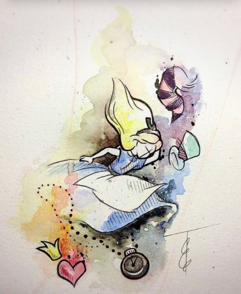 Иллюстрации Алиса в стране чудес акварель