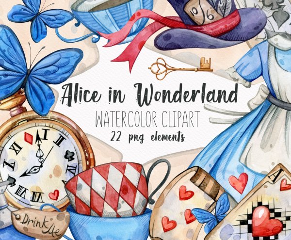 Алиса в стране чудес рисунки акварелью