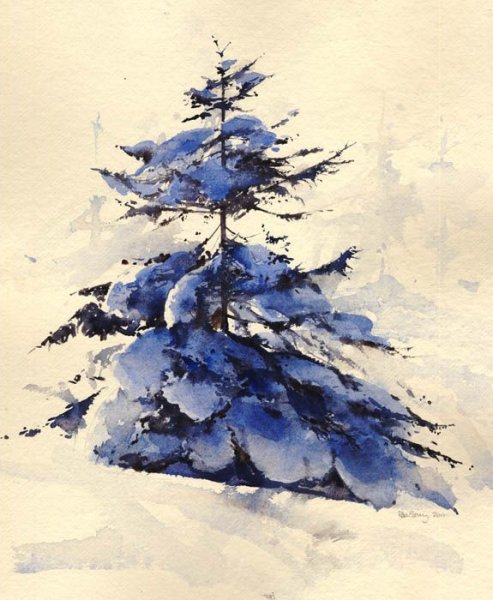 Рисование зимних деревьев