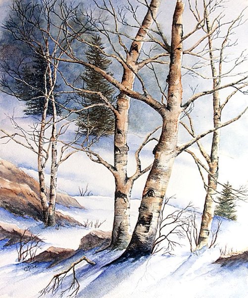 Снег акварель