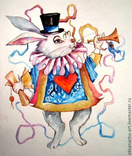 Алиса в стране чудес акварель