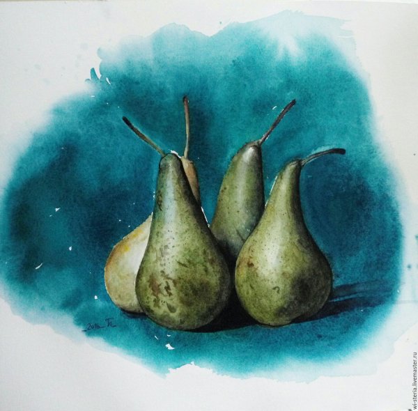 Груша акварелью