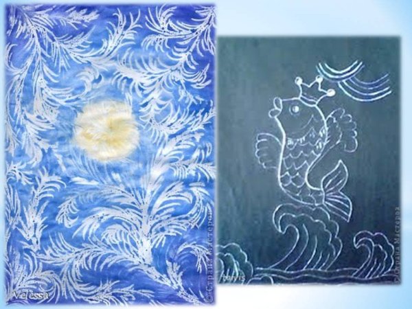 Рисование свечой и акварелью