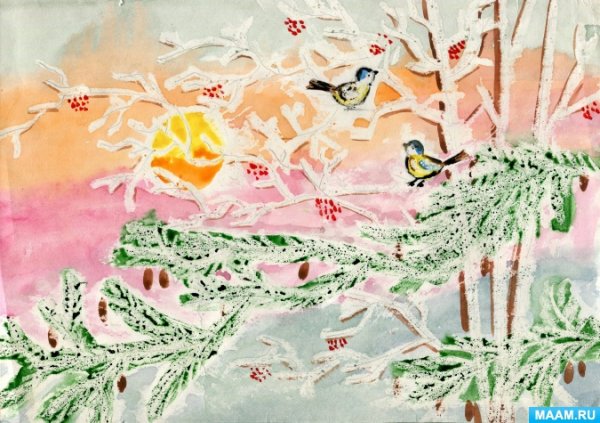 Рисование свечой и акварелью