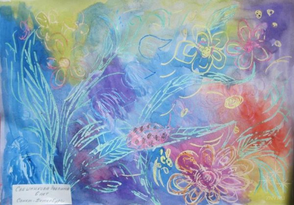 Нетрадиционные техники рисования восковые мелки и акварель