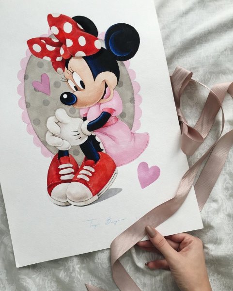 Минни Маус акварель