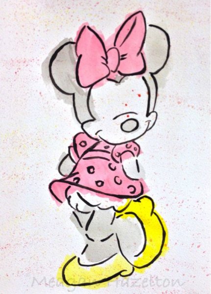 Минимаус рисунок акварелью