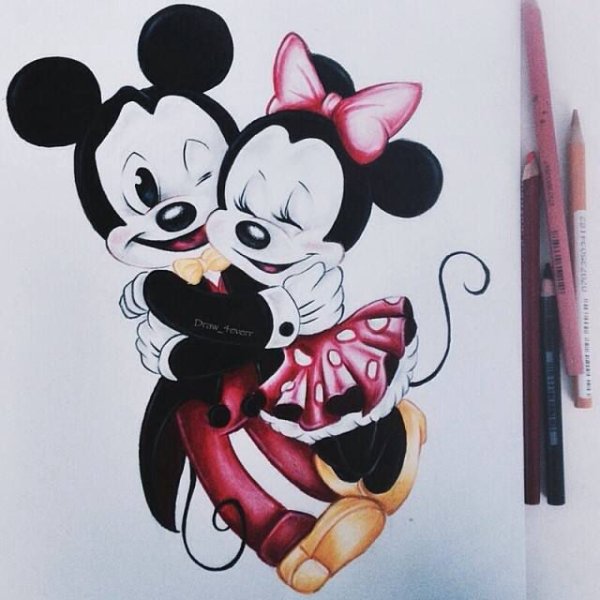 Микки и Минни Маус акварель