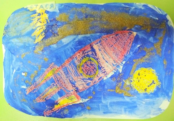 Рисование мелками и акварелью