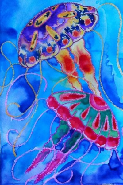 Рисование восковыми мелками и акварелью