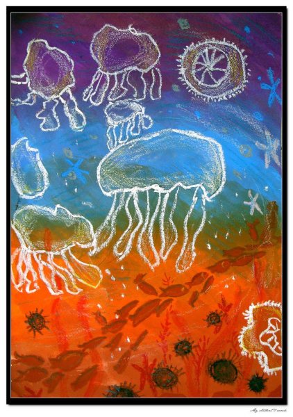 Рисование восковыми мелками и акварелью