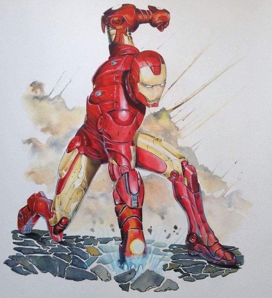 Железный человек акварель