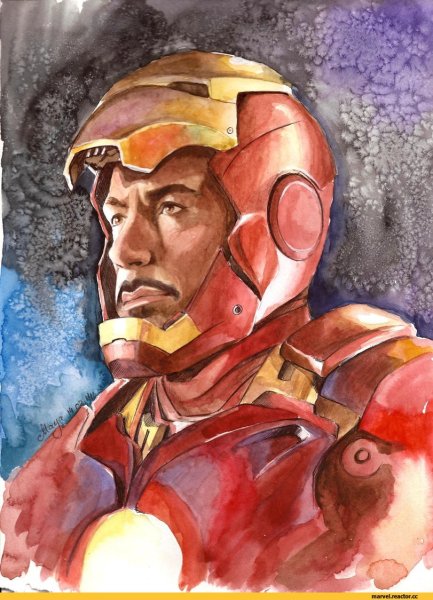 Тони Старк акварель
