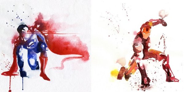 Супергерои акварель