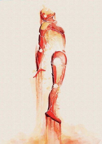 Железный человек рисунок акварелью