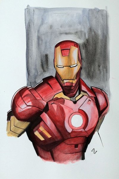 Тони Старк акварель