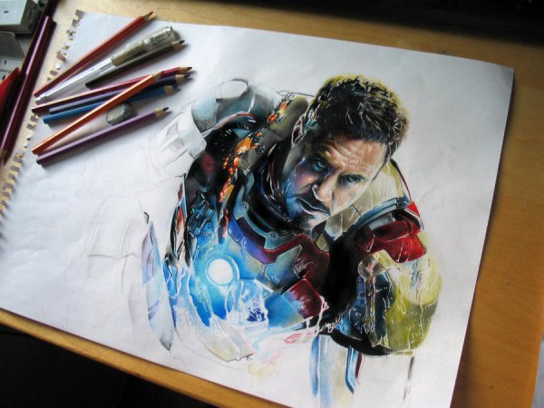 Железный человек картина акрилом