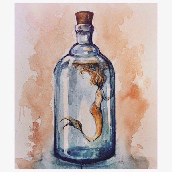 Бутылка акварелью