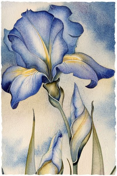 Акварельные ирисы фреска
