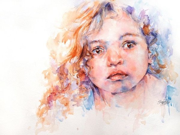 Акварельный портрет Ким Бобби