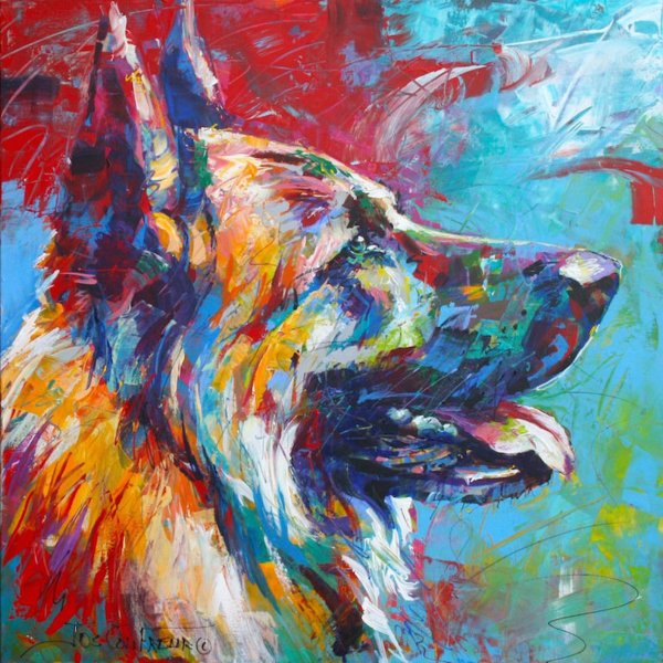 Овчарка арт акварель