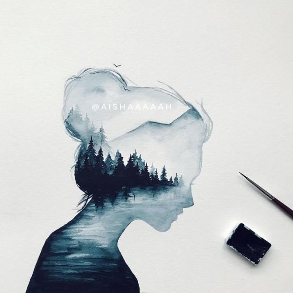 Акварельные силуэты