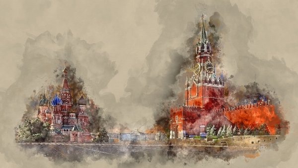 Московский Кремль акварель