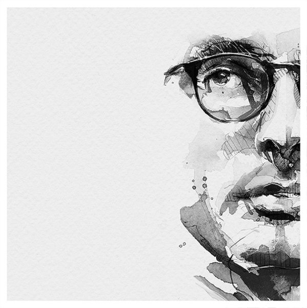 Черно белая акварель